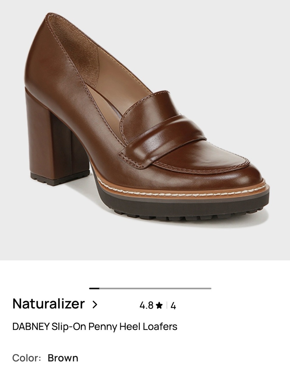 NWOT Naturalizer Dabney Slip-On Platform Penny Loafer Heel Career Brown Size 6.5